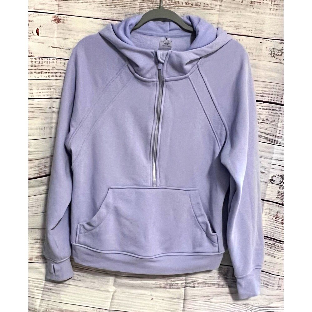 Danskin Half-Zip Scuba Fleece Hoodie Lavender Purple Thumbholes Women's Large L